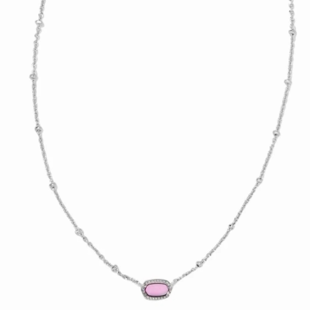 Kendra Scott Mini Elisa Silver satellite short Pendant Necklace In Fuschia